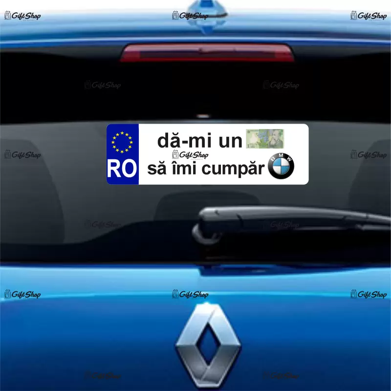 Da-mi un leu sa imi cumpar bmw, indicator masina, dimensiune 200x60 mm